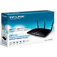 TP-LINK NP ARCHER D2 AC750 MODEM ROUTER INALMABRICO ADSL2+ DOBLE BANDA GIGABIT, LANTIQ+MEDIATEK, 802.11AC/A/N/G/B, 433 MBPS A 5GHZ + 300 MBPS A 2.4GHZ, 4 PUERTOS GE, 1 PUERTO